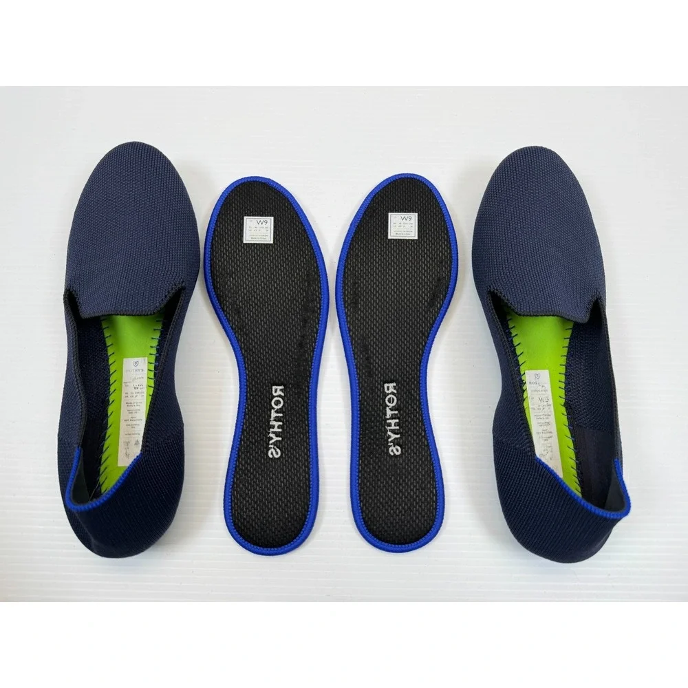 Rothy's The‎ Loafer Women 9 EUC Navy Slip-on Flats Washable Comfort Lightweight
